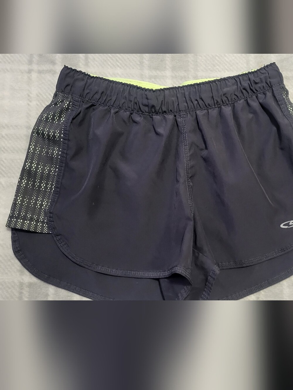 Champion Dark Gray and Neon Green Athletic Shorts with Logo XS